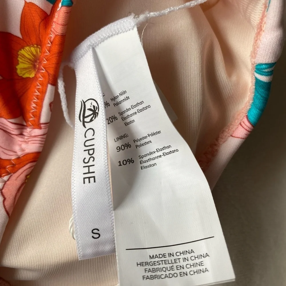 Cupshe Floral Bikini Top Pink Orange Teal Twist Front – Size Small NWT